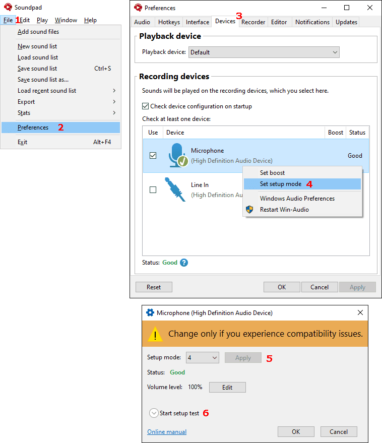 Screenshot showing the instructions