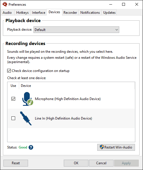 Screenshot Device Preferences