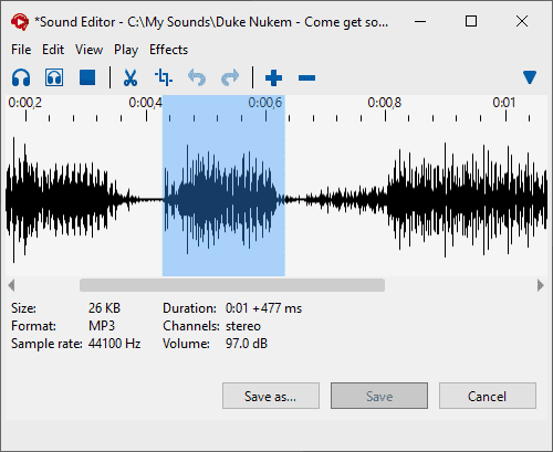Screenshot Sound Editor